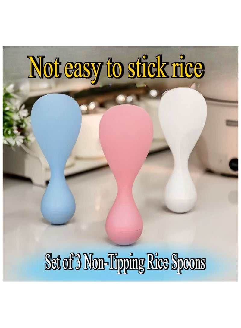 Plastic Spoon Ideal for cooking and serving rice Premium quality rice spoon Food grade Elegant and lightweight design 3 colors 3 pcs. - Image 1