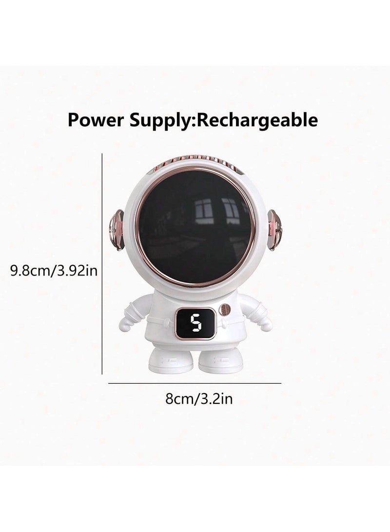 Astronaut Neck Fan Personal Mini Fan Cartoon Quiet Lightweight Handsfree Handheld Fan Portable Fan for Outdoor Camping Sports Jogging Women White - Image 2