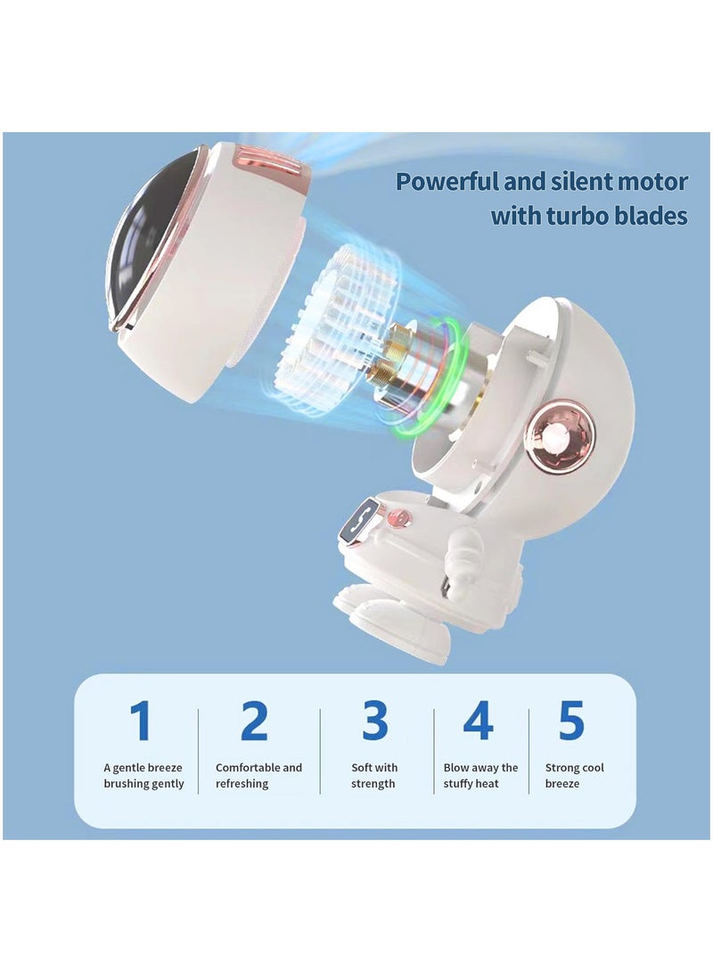 Astronaut Neck Fan Personal Mini Fan Cartoon Quiet Lightweight Handsfree Handheld Fan Portable Fan for Outdoor Camping Sports Jogging Women White - Image 5