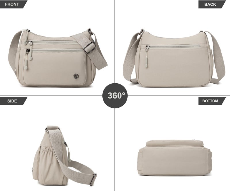 Pealwel Casual Crossbody Bag with Anti Theft Pocket - Women Lightweight Water-Resistant Purse Bag (Beige) - Image 3