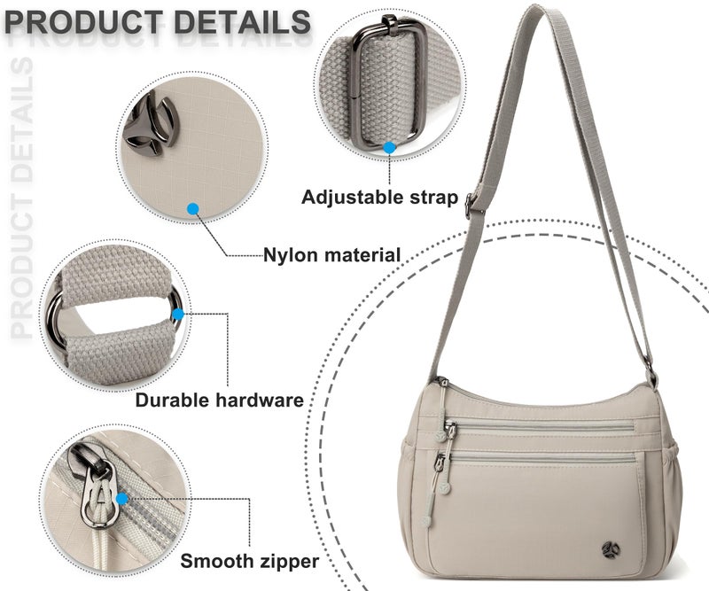 Pealwel Casual Crossbody Bag with Anti Theft Pocket - Women Lightweight Water-Resistant Purse Bag (Beige) - Image 5