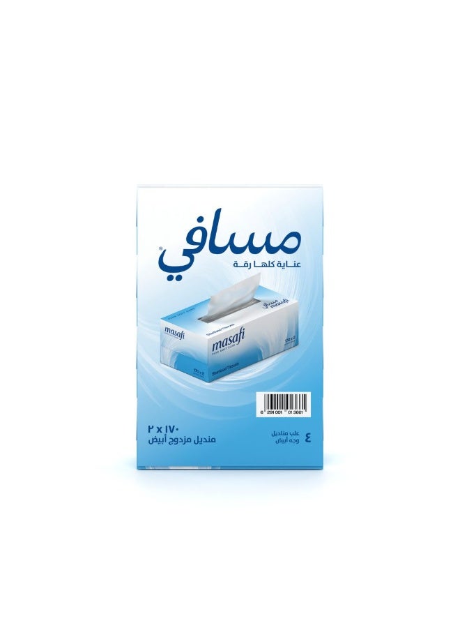 Masafi Facial Tissue Pack of 4 x 170 sheets x 2 Ply - Image 2
