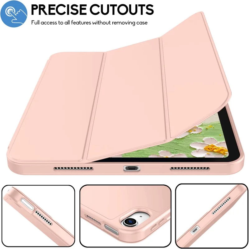 Bluepeak Rose Gold iPad (A16) 11th Generation, iPad 10.9 Inch with Pencil Holder, Soft TPU Back Slim Smart Protective Trifold Stand Cover, Auto Wake/Sleep, Rose Gold  | Best Price UAE
