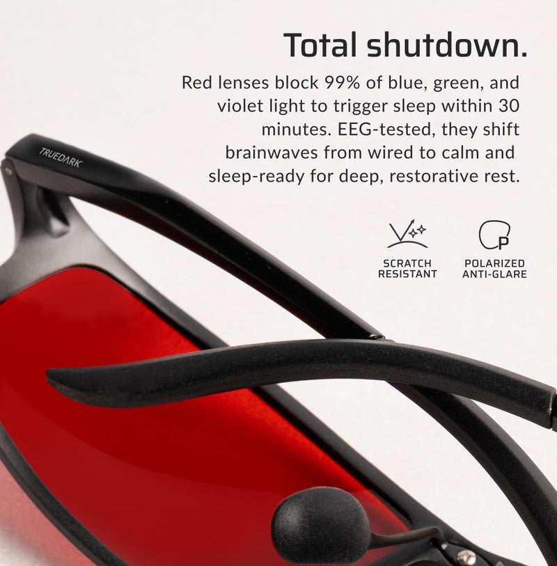 truedark نظارات TrueDark Twilights Elite المتميزة لحجب الضوء الأزرق المعزز للنوم - تحجب 98% من الضوء الأزرق والأخضر والبنفسجي لنوم أفضل - للرجال والنساء بواسطة ديف أسبري - Image 3