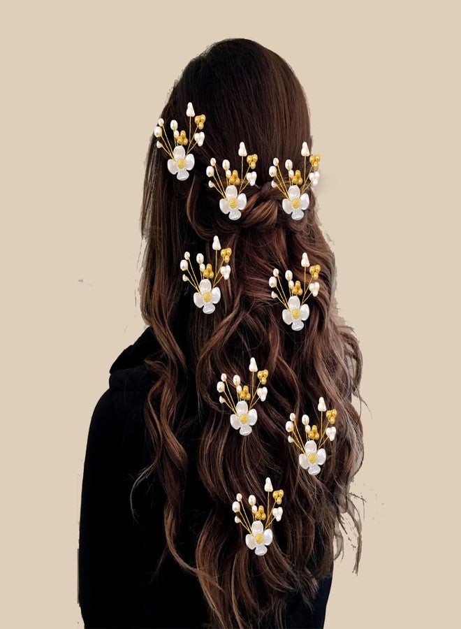 Ansh Attractive Artificial Metal Floral Hairpin | Silver and Golden Pearls Hair Clips/Juda Pins | Hair Accessories for Women & Girls (Combo Pack of 2669-2671) - Image 3