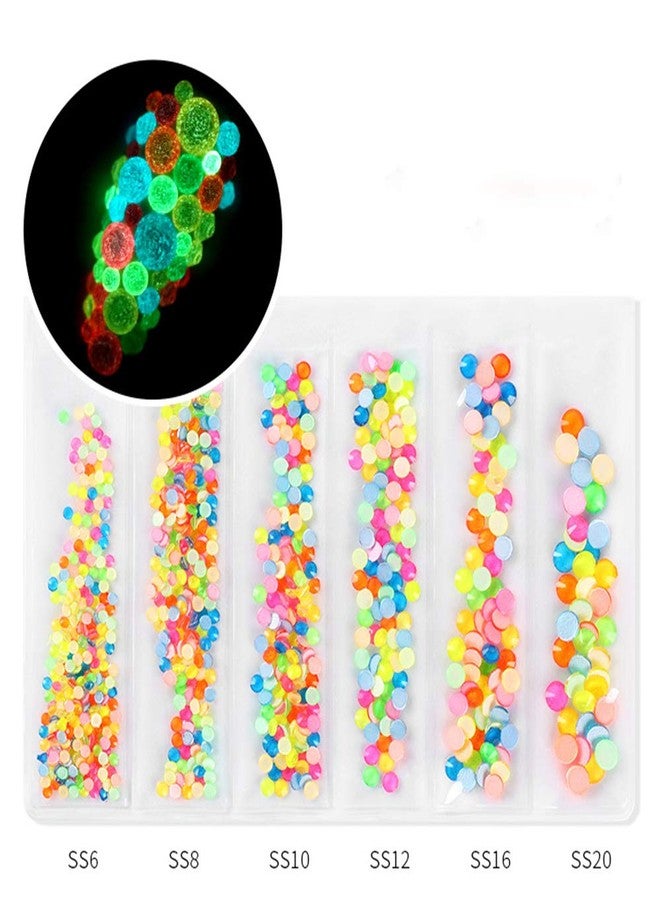 SUKPSY 800 Pcs Mix Color Nail Art Resin Rhinestones Nail Charms 3D Flatback Mixed Sizes Nail Gems Stones for Nail Art Clothes Shoes Bags Phone Case Decoration (Luminous Rhinestones) - Image 4
