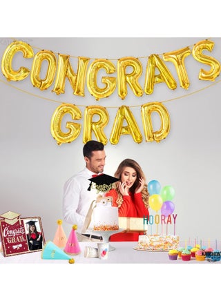 KatchOn, Gold Congrats Grad Balloons - 16 Inch | Congrats Grad Banner Balloons for Graduation Decorations Class of 2025 | Congratulations Banner for Graduation decoration Class of 2025 - view 5