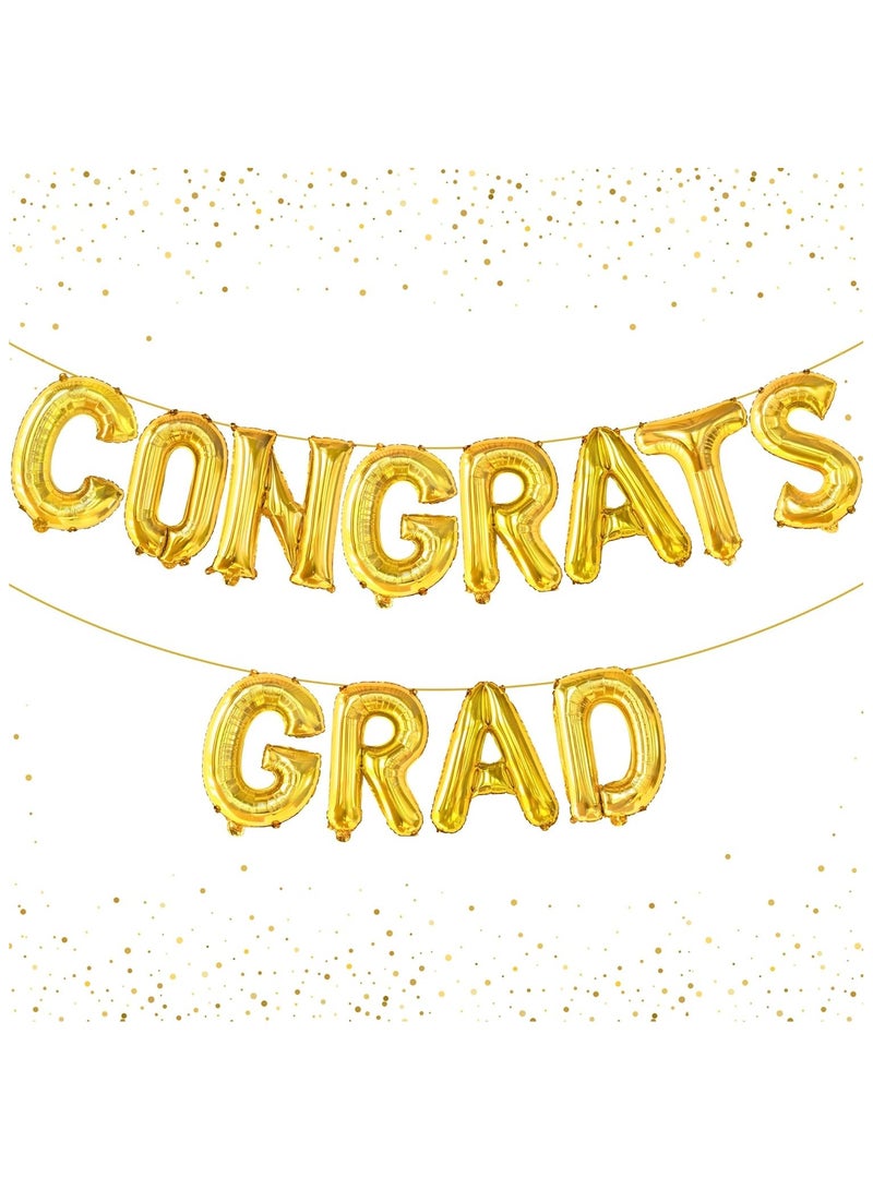 KatchOn, Gold Congrats Grad Balloons - 16 Inch | Congrats Grad Banner Balloons for Graduation Decorations Class of 2025 | Congratulations Banner for Graduation decoration Class of 2025 - Image 1