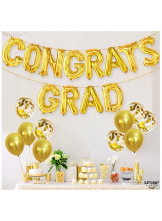 KatchOn, Gold Congrats Grad Balloons - 16 Inch | Congrats Grad Banner Balloons for Graduation Decorations Class of 2025 | Congratulations Banner for Graduation decoration Class of 2025 - view 4
