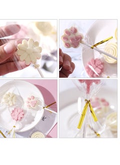 KASTWAVE 300Pcs Cake Pop Sticks and Wrappers Kit, Including 100ct 6-inch Paper Lollipop Sticks Including 100 Parcel Bags ,100 Gold Twist Ties,for Cakepop, Lollipop, Hard Candy, Suckers, Chocolate  - Image 4