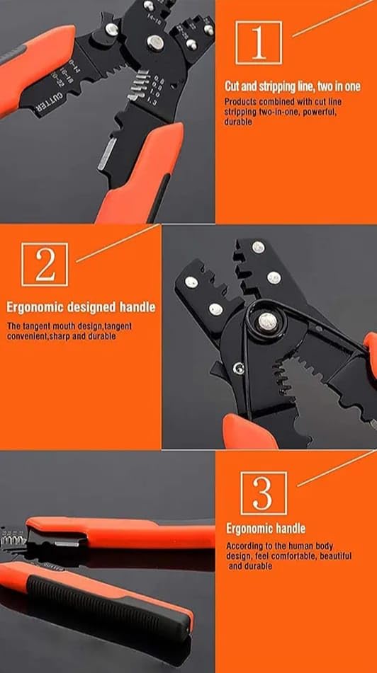 VENEKETY 190mm Professional 0620mm SelfAdjusting Automatic MultiFunction Crimping Stripper Tool Tangent Mouth Design Ergonomic Handle - Image 5