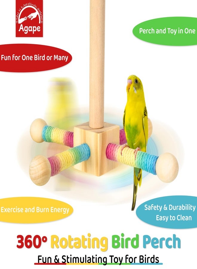 Agape Bird Toy, Parrot 360° Interactive Rotating Perch, Bird Cage Accessories for Small and Medium Parrots to Expend Energy, Wooden Stand for Parakeets Cockatiels Lovebirds Conures Finches Budgies - Image 2