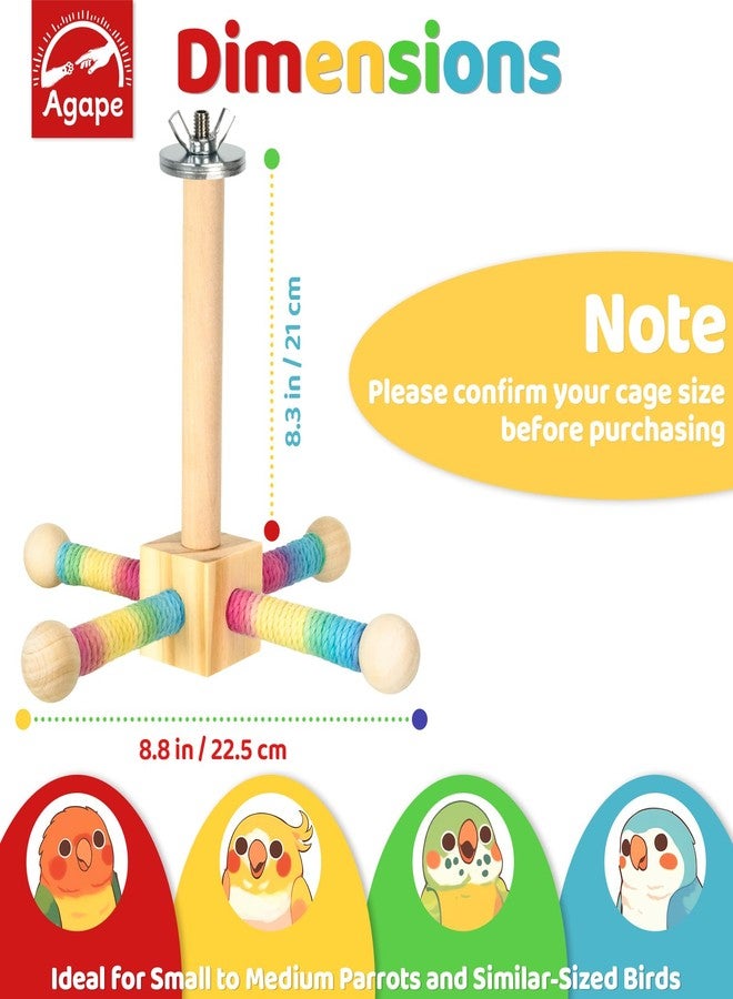 Agape Bird Toy, Parrot 360° Interactive Rotating Perch, Bird Cage Accessories for Small and Medium Parrots to Expend Energy, Wooden Stand for Parakeets Cockatiels Lovebirds Conures Finches Budgies - Image 4