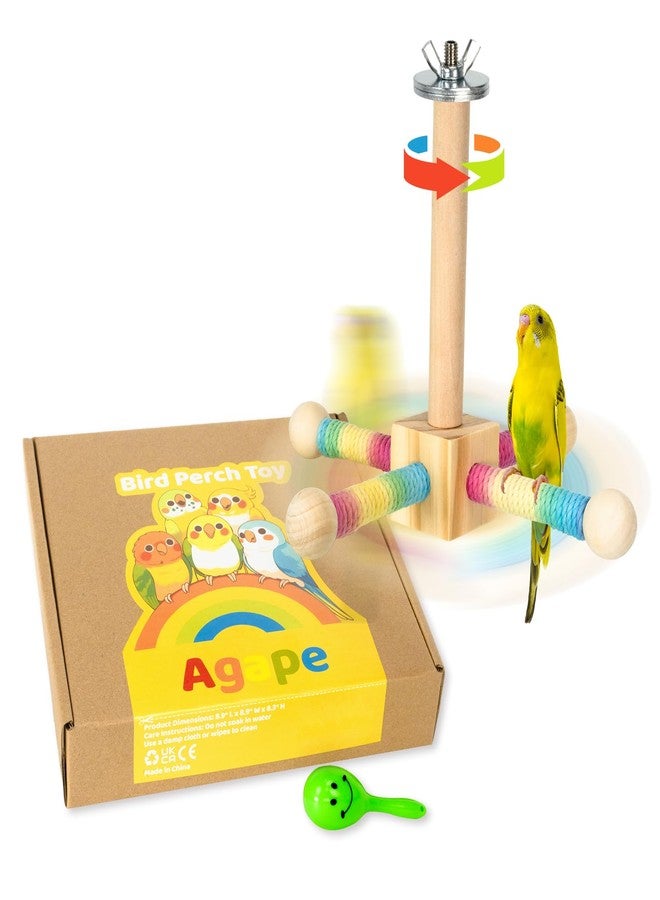 Agape Bird Toy, Parrot 360° Interactive Rotating Perch, Bird Cage Accessories for Small and Medium Parrots to Expend Energy, Wooden Stand for Parakeets Cockatiels Lovebirds Conures Finches Budgies - Image 1
