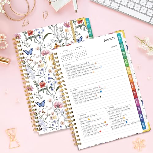 OMEYA Planner 2026-2027: 2026-2027 Academic Planner Weekly and Monthly from Jul. 2026 - Jun. 2027, 6.3" x 8.4", Calendar Planner with Monthly Tabs, Flexible Cover, Thick Paper, Inner Pocket for School Office Supplies(Wildflowers) - Image 2
