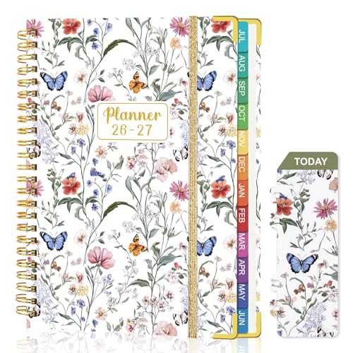 OMEYA Planner 2026-2027: 2026-2027 Academic Planner Weekly and Monthly from Jul. 2026 - Jun. 2027, 6.3" x 8.4", Calendar Planner with Monthly Tabs, Flexible Cover, Thick Paper, Inner Pocket for School Office Supplies(Wildflowers) - Image 1