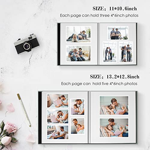 Spbapr Large Photo Album Self Adhesive Magnetic Scrapbook,Scrapbook Album for 4x6 5x7 8x10 Picture,40 Pages Linen Cover Memory Book for Wedding Family Baby, with Metallic Pen and Scraping Plate(Grey) - Image 2