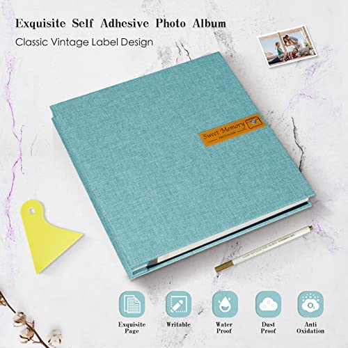 Spbapr Large Photo Album Self Adhesive Magnetic Scrapbook,Scrapbook Album for 4x6 5x7 8x10 Picture,40 Pages Linen Cover Memory Book for Wedding Family Baby, with Metallic Pen and Scraping Plate(Grey) - Image 4