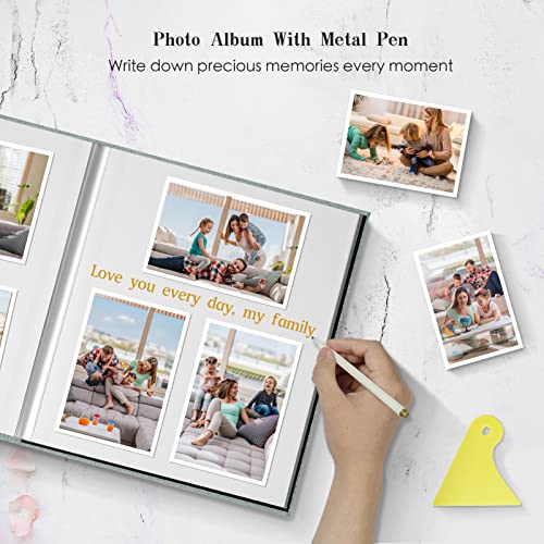 Spbapr Large Photo Album Self Adhesive Magnetic Scrapbook,Scrapbook Album for 4x6 5x7 8x10 Picture,40 Pages Linen Cover Memory Book for Wedding Family Baby, with Metallic Pen and Scraping Plate(Grey) - Image 5