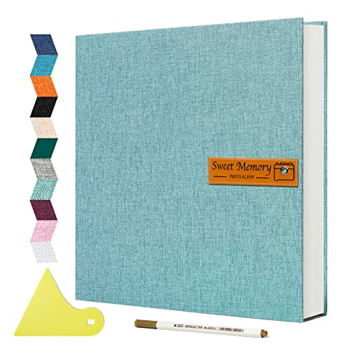 Spbapr Large Photo Album Self Adhesive Magnetic Scrapbook,Scrapbook Album for 4x6 5x7 8x10 Picture,40 Pages Linen Cover Memory Book for Wedding Family Baby, with Metallic Pen and Scraping Plate(Grey) - Image 1
