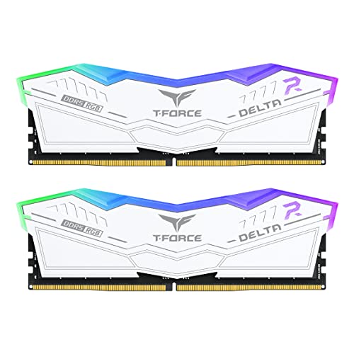 TEAMGROUP T-Force Delta RGB DDR5 Ram 48GB (2x24GB) 7600MHz PC5-60800 CL36 M-DIE Desktop Memory Module Ram for 600 700 Series Chipset XMP 3.0 Ready White - FF4D548G7600HC36EDC01 - Image 1