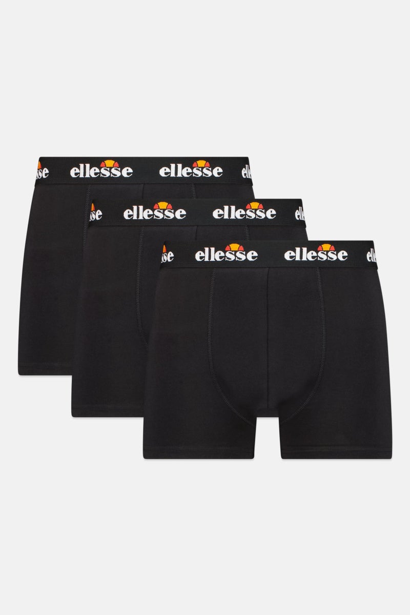 Ellesse Men 3 Pieces Brand Logo Boxers, Black - Image 1
