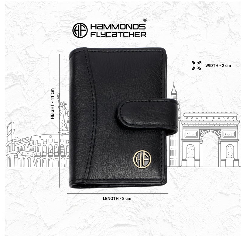 HAMMONDS FLYCATCHER Genuine Leather Card Holder Wallet for Man & Women, RFID Protected ATM/Credit Card Holder Wallet for Men with 18 Slots, Gift for Men, Father, Husband, Boyfriend - Super Black - Image 2