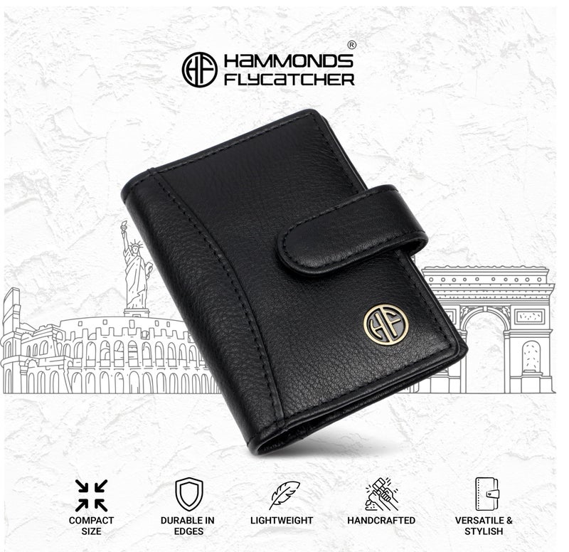 HAMMONDS FLYCATCHER Genuine Leather Card Holder Wallet for Man & Women, RFID Protected ATM/Credit Card Holder Wallet for Men with 18 Slots, Gift for Men, Father, Husband, Boyfriend - Super Black - Image 4