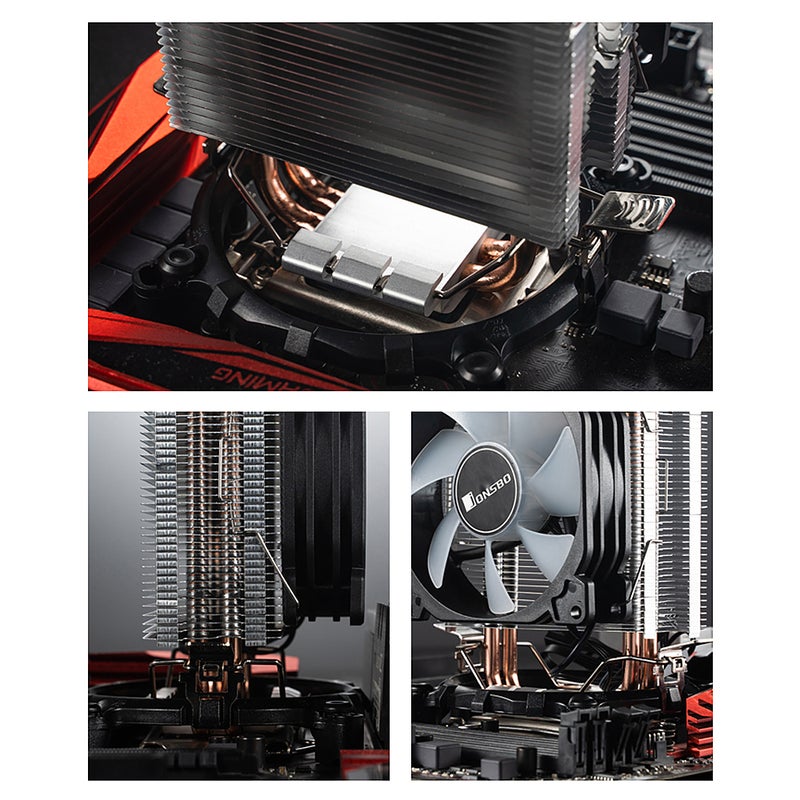 مروحة تبريد وحدة المعالجة المركزية CR-1200 لأجهزة الكمبيوتر مزودة بأنبوبين حرارة لمعالج إنتل LGA1200/ إنتل 1151/ إيه إم دي +AM4/FM2 أسود - Image 4