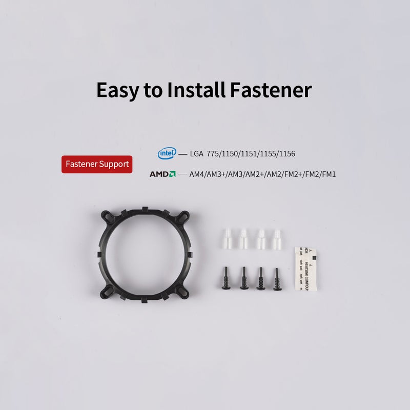 مروحة تبريد وحدة المعالجة المركزية CR-1200 لأجهزة الكمبيوتر مزودة بأنبوبين حرارة لمعالج إنتل LGA1200/ إنتل 1151/ إيه إم دي +AM4/FM2 أسود - Image 5