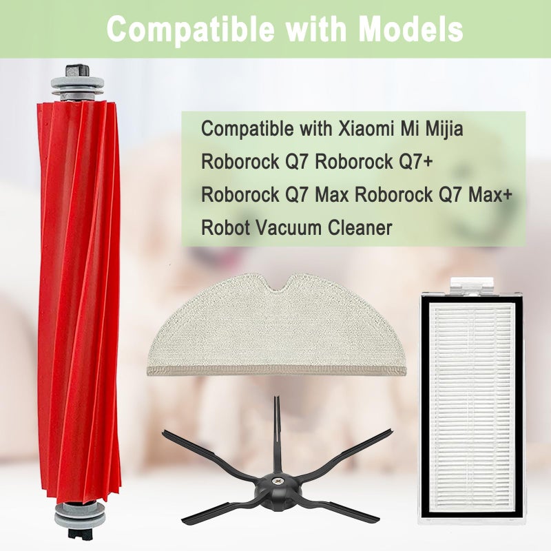 Bvhonwe 20 Pack Roborock Q7 Replacement Parts Compatible for Roborock Q7 Q7+ Q7 Max Q7 Max+ Vacuum Cleaner 2 Main Brush  6 Filter  8 Side Brush  4 Mop Cloth - Image 2