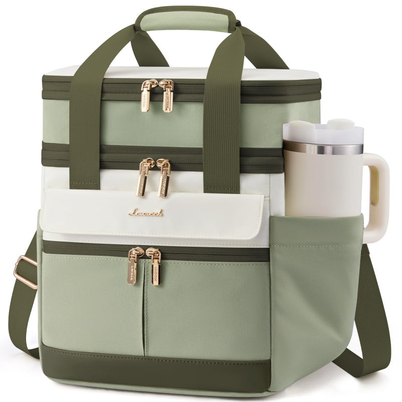 LOVEVOOK Insulated Lunch Bag Women Men,Expandable Double Deck Lunch Box for Women With Large Cup Holder,Leakproof Cooler Bag For Adult Lunch Tote Bag Work Picnic Beach with Adjustable Shoulder Strap - Image 1