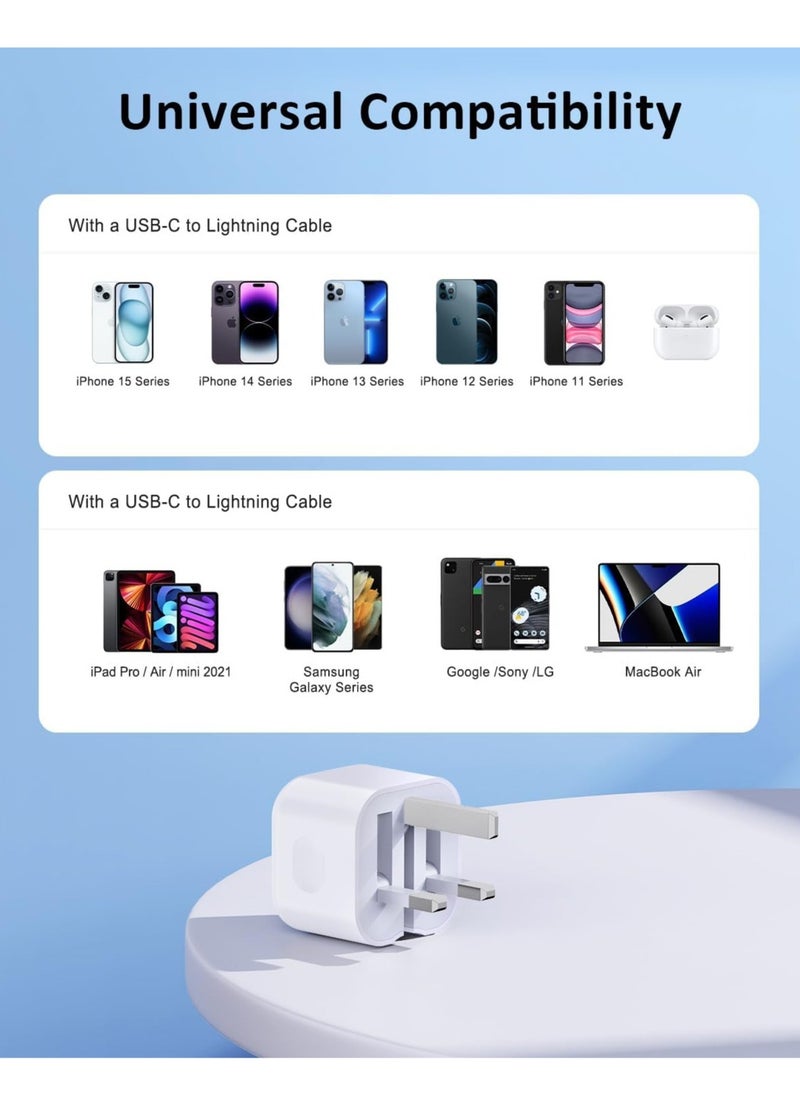 Generic - 20W USB-C Fast Charger Plug – Compact Wall Adapter for iPhone, Samsung, iPad, and More, UK-Compatible - Image 1