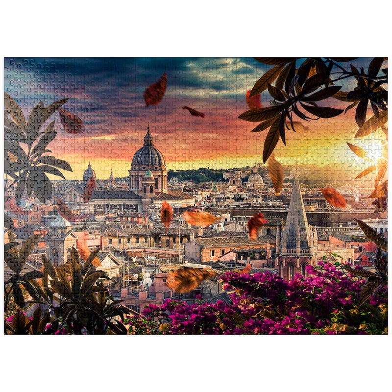 MyPuzzle.com Mypuzzle Beautiful Sunset Over The City Of Rome In The Evening - Premium 1000 Piece Jigsaw Puzzle For Adults - Image 1