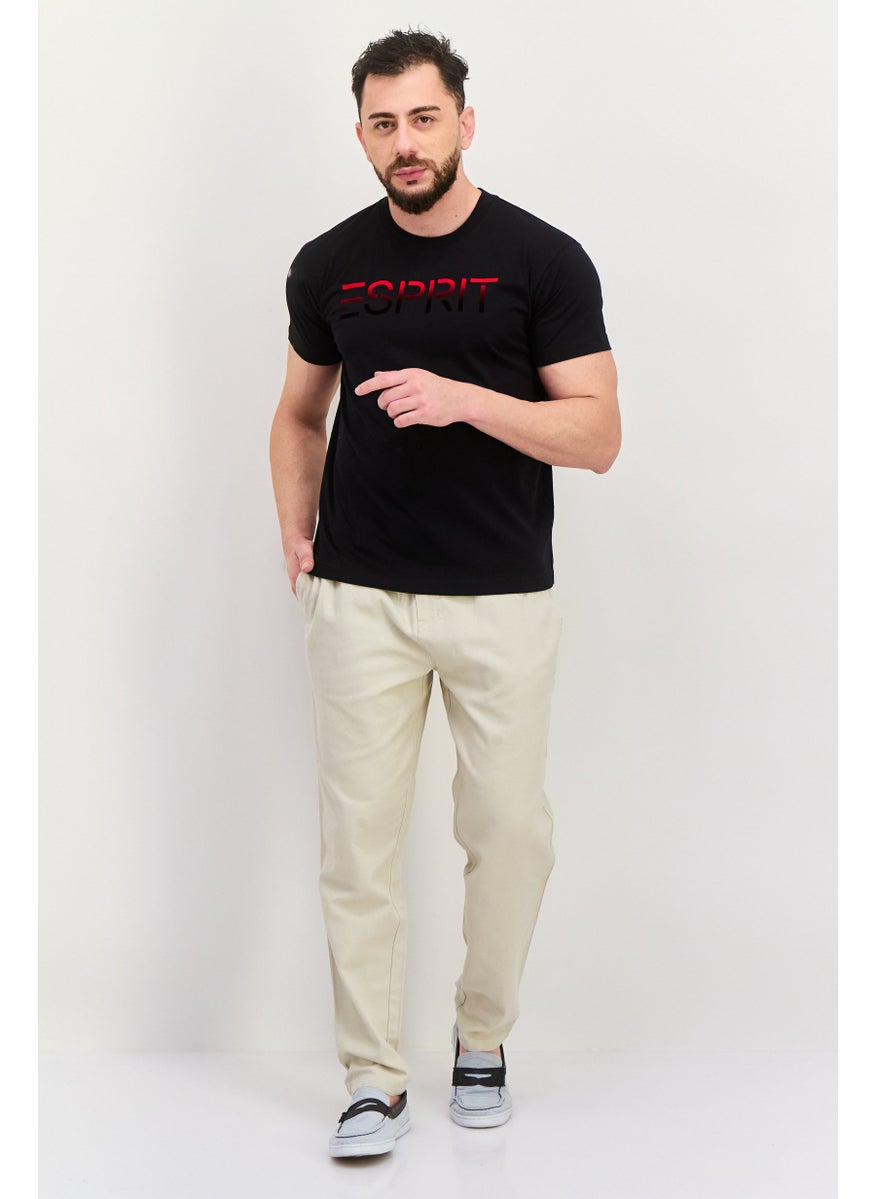 ESPRIT - Men Crew Neck Short Sleeves Brand Logo T-Shirt, Black/Red - Image 1