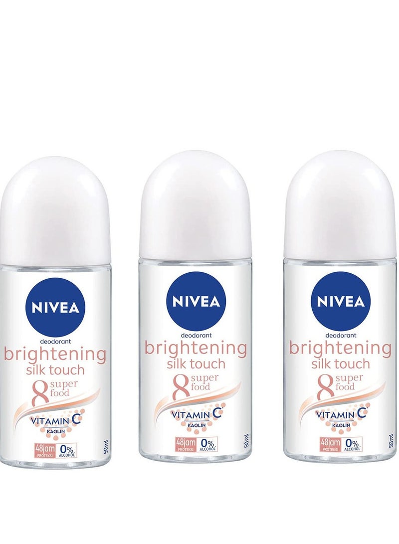 Nivea Pack Of 3 Nivea Extra Brightning Silk Touch Roll 50Ml - Image 1