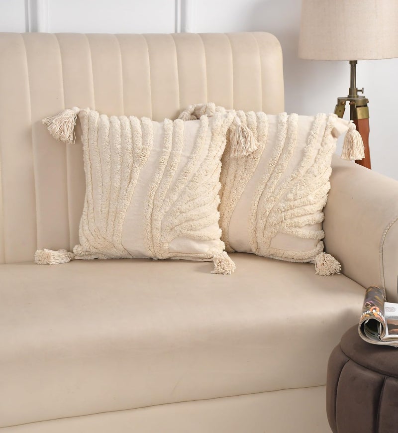 Blue Strip Premium Decorative Throw Cushion Pillow Cover Boho Home Decor,Living Room,Bedroom Couch Sofa Cushion Covers,Size-16 inch x 16 inch,Pack of 2 (White Line) - Image 1