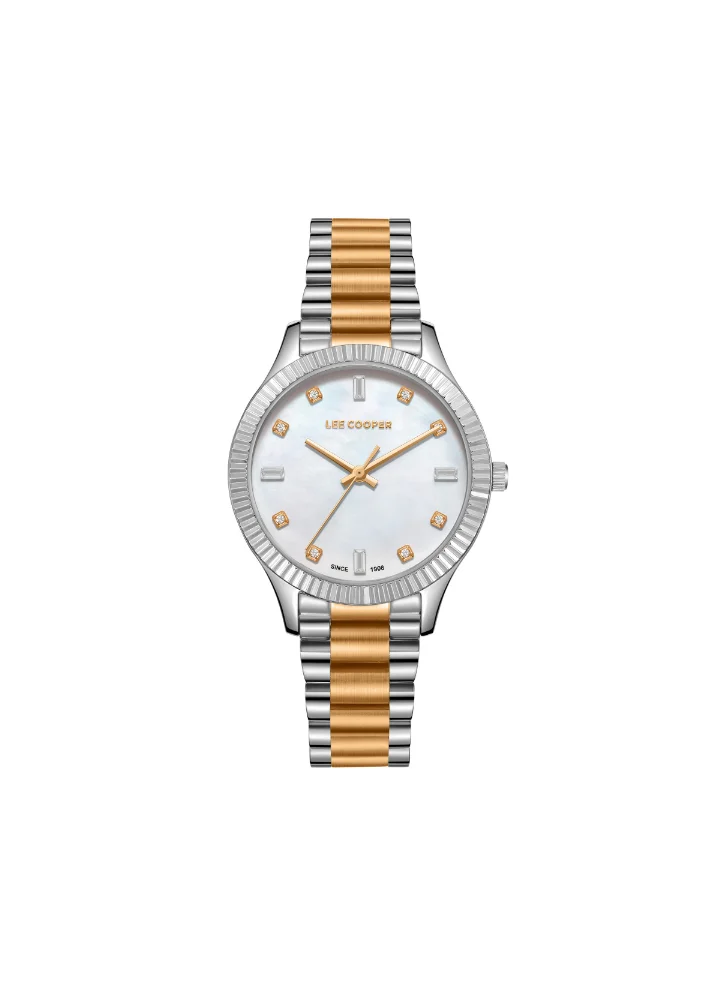 لي كوبر LEE COOPER LC08079.520 Women's Analog Display Watch & Metal Strap Silver/Rose Gold