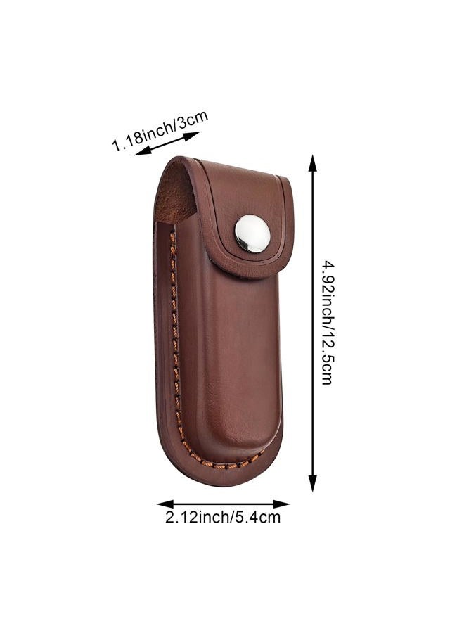 Arvintas 2 Pack Pocket Knife Sheath, Multitool Sheath, Leather Knife Sheath Holster with Belt Loop, Snap Fastener Hunt Holder Pocket for Travel Multi Tool Case Belt Hiking Pouch Holster - Image 2