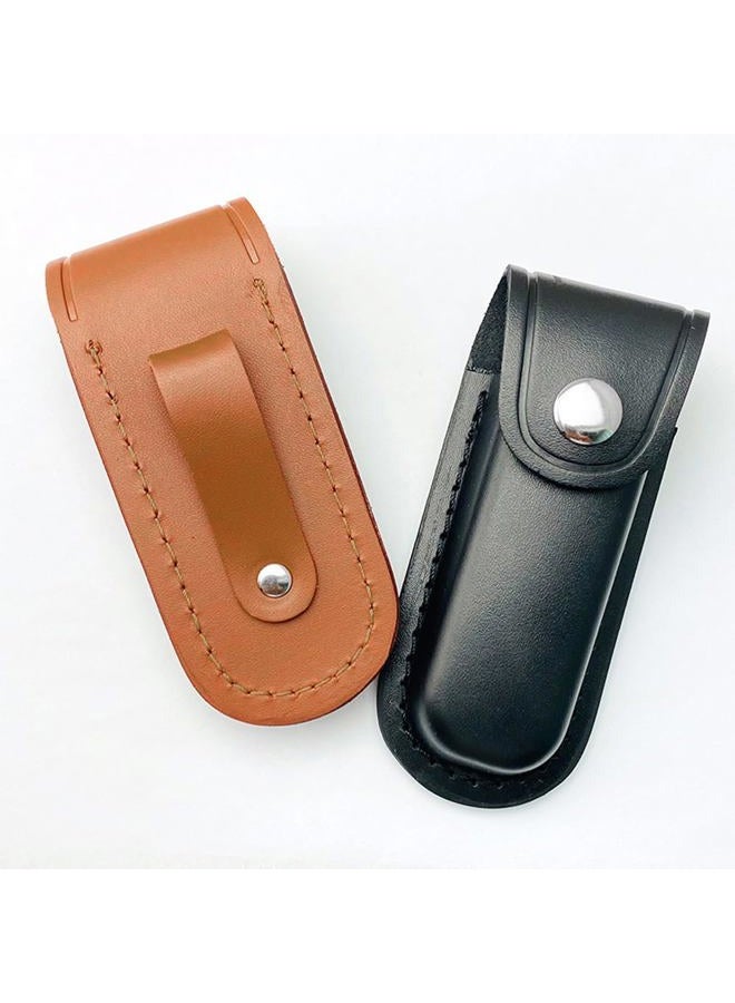 Arvintas 2 Pack Pocket Knife Sheath, Multitool Sheath, Leather Knife Sheath Holster with Belt Loop, Snap Fastener Hunt Holder Pocket for Travel Multi Tool Case Belt Hiking Pouch Holster - Image 5