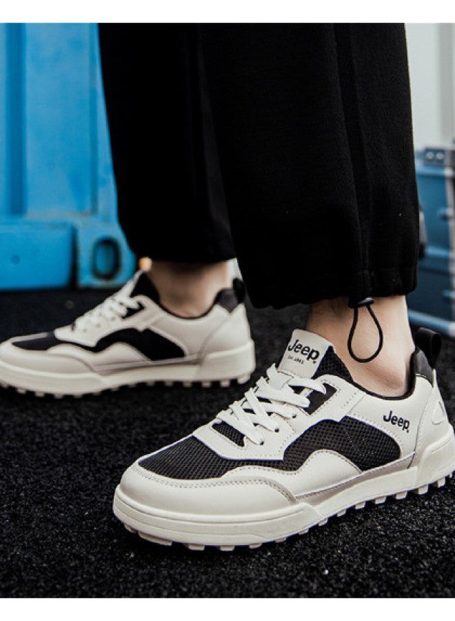 Jeep Men's Shoes, Lightweight Breathable Sneakers, Versatile White Casual Shoes For Men - Image 1