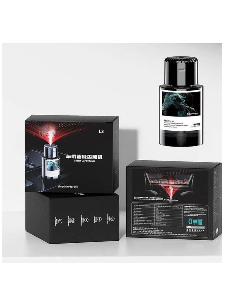 BlueFire Premium Smart Car Air Freshener Diffuser with 160ml Large Capacity, Starry Night LED Light, Silent Aromatherapy Humidifier, Type-C Rechargeable Battery, Elegant Black Design for Car, Home & Office – Long-Lasting Fragrance, Compact & Stylish Accessory for Fresh and Relaxing Driving Experience - Image 1