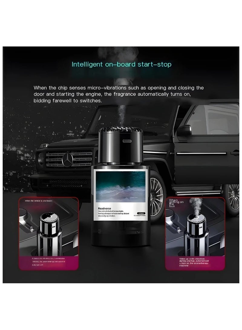 BlueFire Premium Smart Car Air Freshener Diffuser with 160ml Large Capacity, Starry Night LED Light, Silent Aromatherapy Humidifier, Type-C Rechargeable Battery, Elegant Black Design for Car, Home & Office – Long-Lasting Fragrance, Compact & Stylish Accessory for Fresh and Relaxing Driving Experience - Image 5