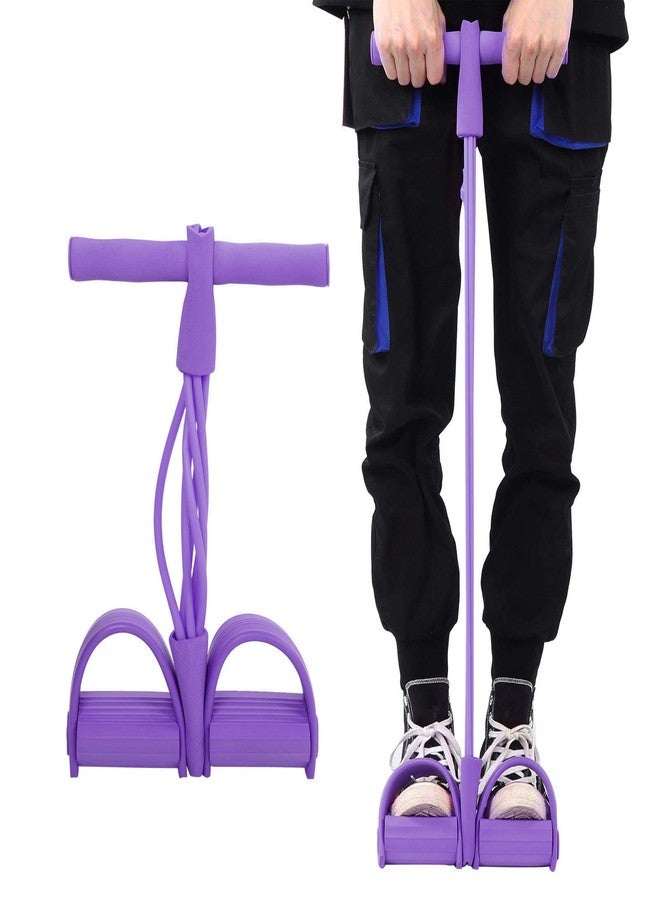 Srliya 4 Tube Elastic Pull Rope Sit Up Training Pedal Resistance Band Yoga Stretching Fitness Equipment (Purple) - Image 4