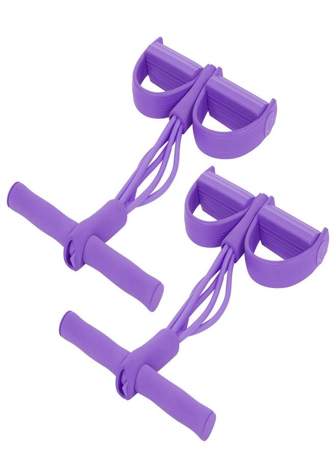 Srliya 4 Tube Elastic Pull Rope Sit Up Training Pedal Resistance Band Yoga Stretching Fitness Equipment (Purple) - Image 1