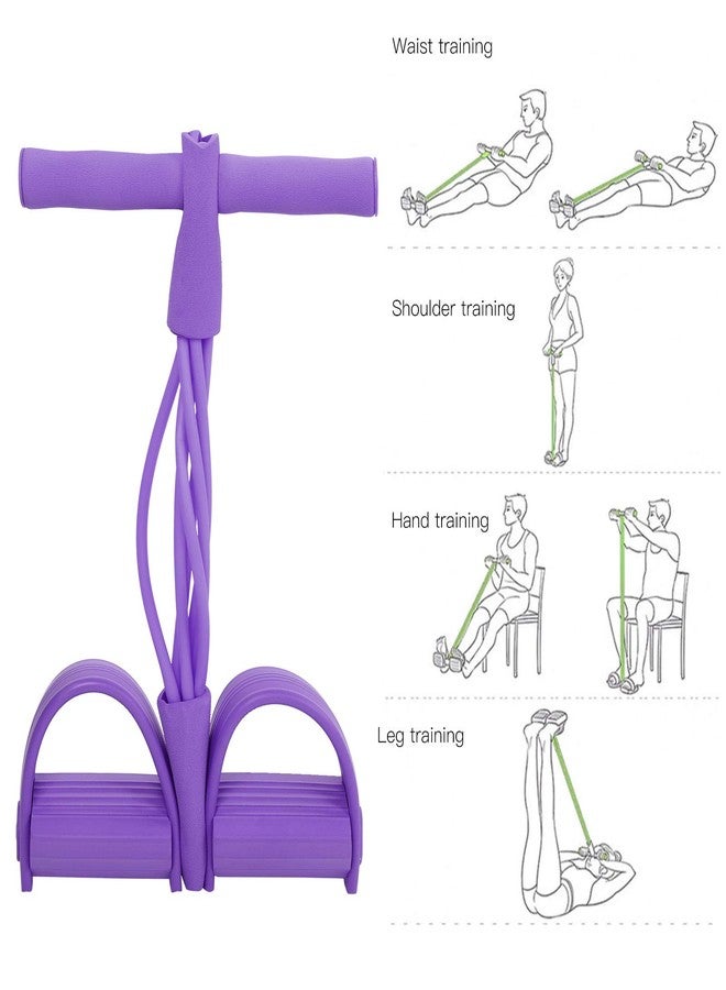 Srliya 4 Tube Elastic Pull Rope Sit Up Training Pedal Resistance Band Yoga Stretching Fitness Equipment (Purple) - Image 3