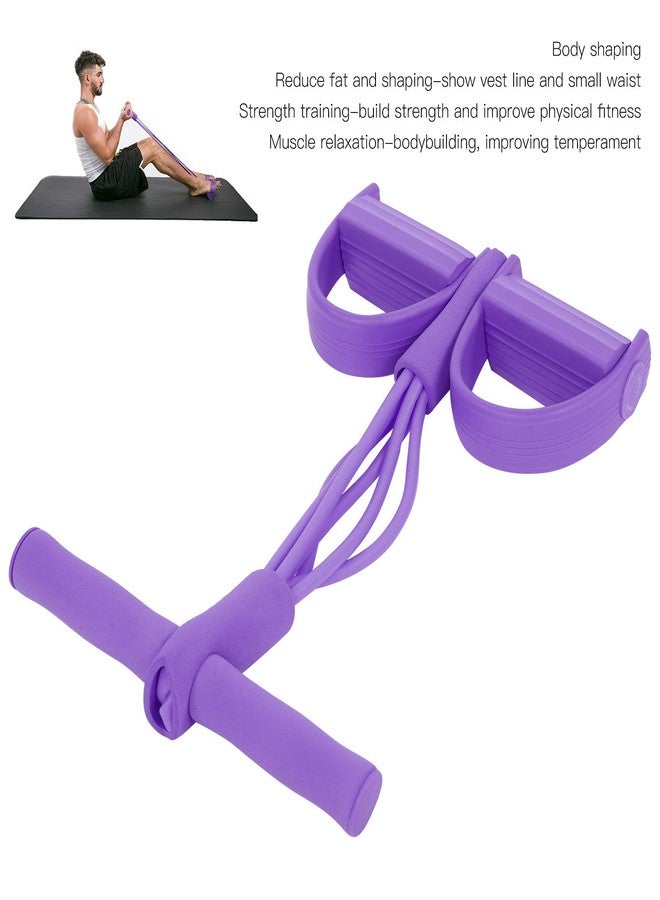 Srliya 4 Tube Elastic Pull Rope Sit Up Training Pedal Resistance Band Yoga Stretching Fitness Equipment (Purple) - Image 2