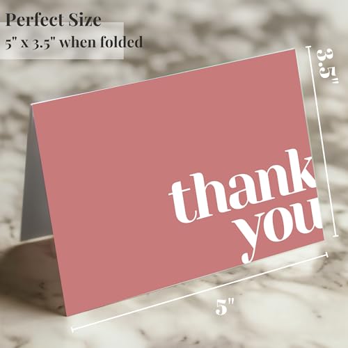 Paper Play Thank You Cards Bulk Pack of 40 Pink, 5x3.5 Inches with Matching Stickers & Envelopes, Minimalistic Design Suitable for Business, Baby Shower, Wedding, Small Business, Graduation, Funeral - Image 3