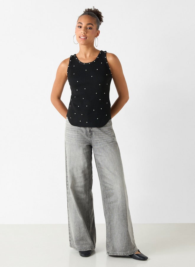 تواكستريمز بلوزة مزينة بدون أكمام بياقة مستديرة من تو إكستريمو - Image 2