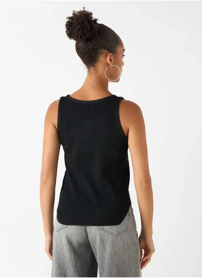 2Xtremz 2Xtremz Embellished Sleeveless Top with Round Neck